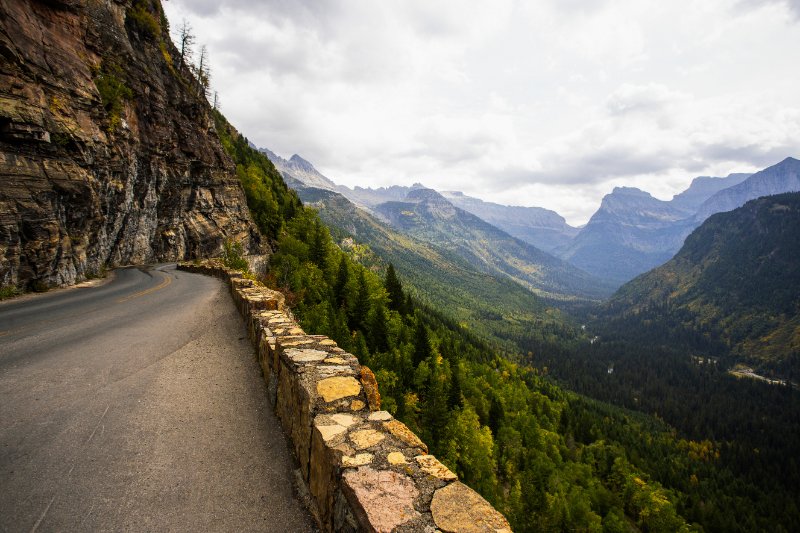 dangerous mountain road in Glacier National Park, montana