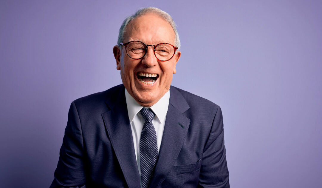 Greedy insurance man laughing at others misfortune