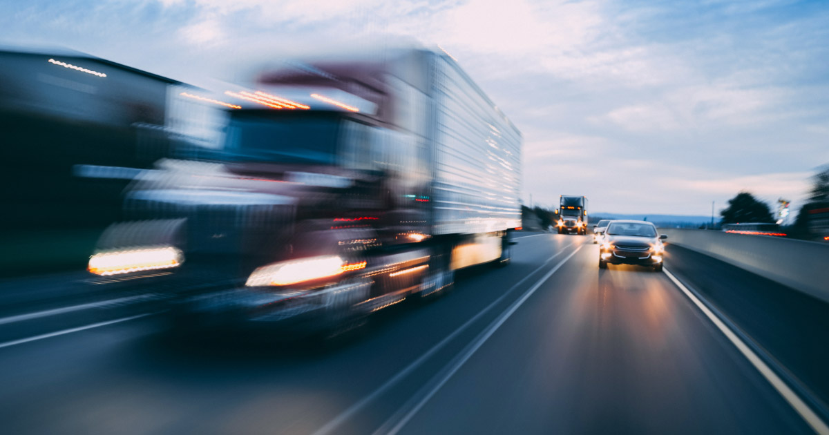 Truck driving at speed on the freeway